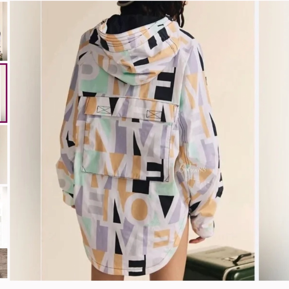 Free People FP movement Large L singin' in the rainjacket blocked logo - Picture 2 of 8